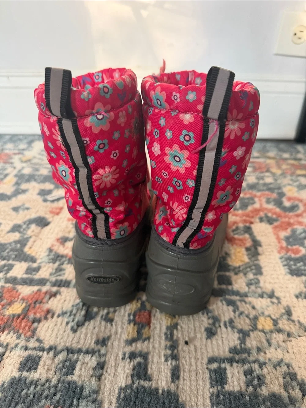 Northside Pink Floral Kids Snow Boots